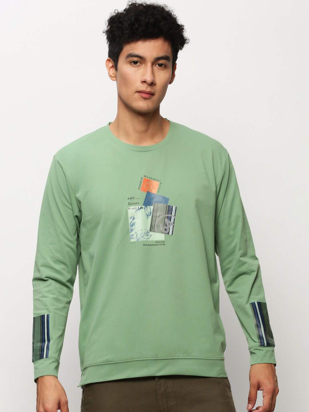 

SHOWOFF Graphic Printed Cotton Sweatshirt, Green