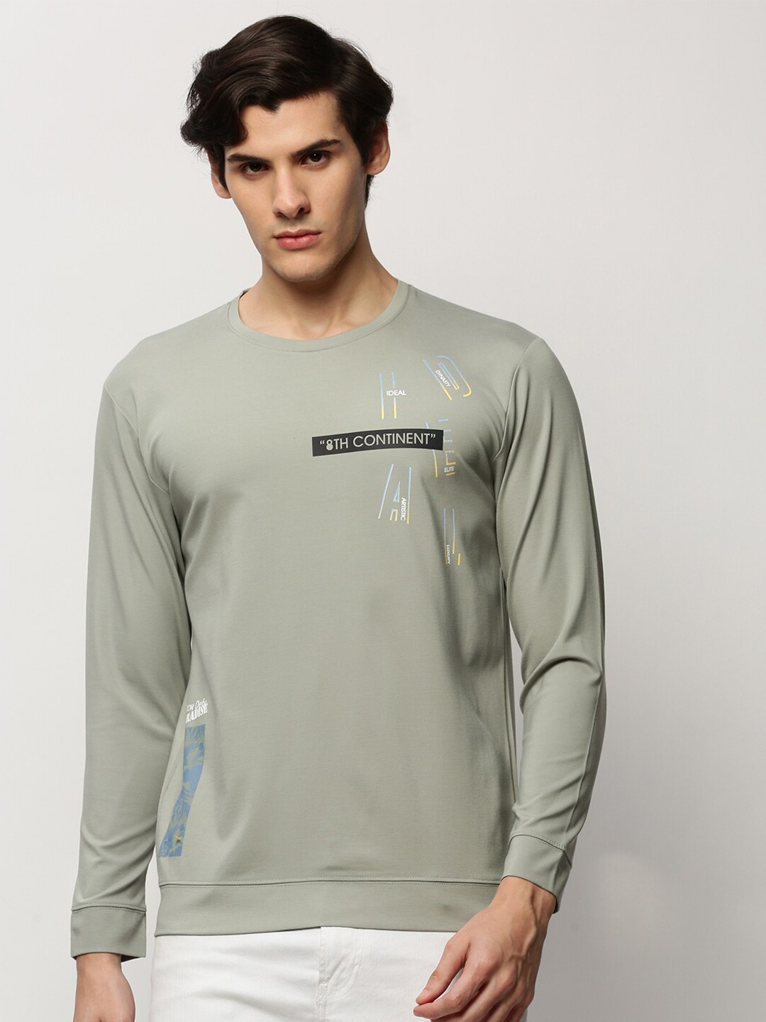 

SHOWOFF Graphic Printed Cotton Sweatshirt, Sea green