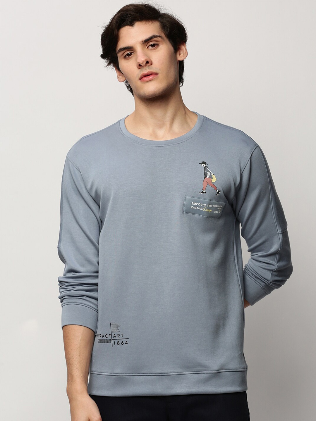

SHOWOFF Conversational Printed Cotton Pullover, Blue