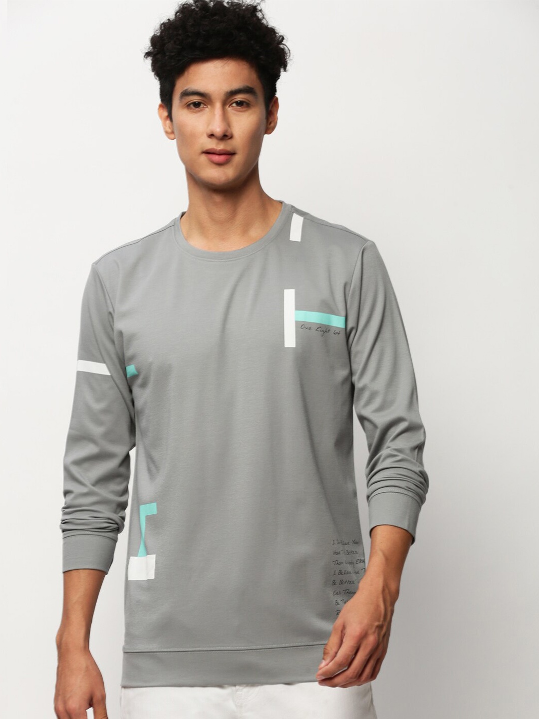 

SHOWOFF Typography Printed Cotton Pullover, Grey