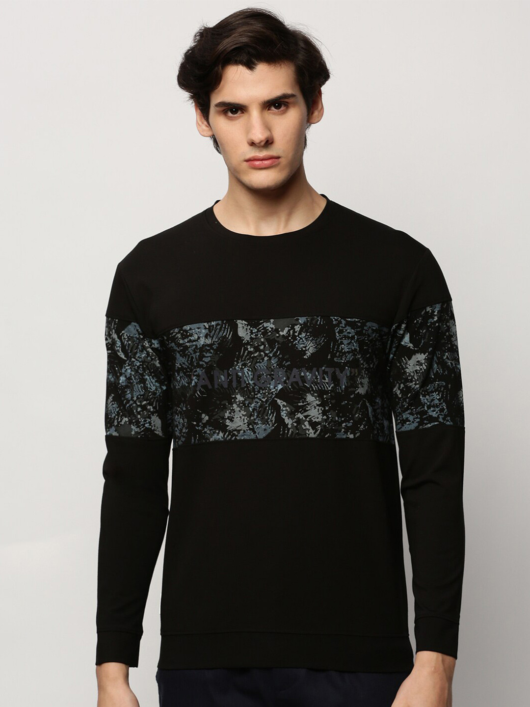 

SHOWOFF Graphic Printed Cotton Sweatshirt, Black