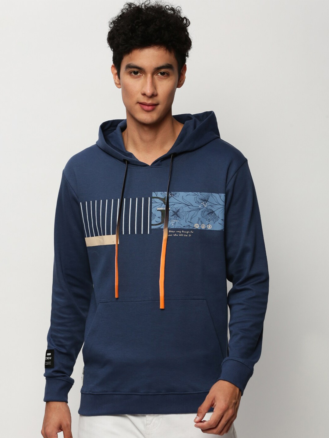 

SHOWOFF Graphic Printed Hooded Pullover, Blue