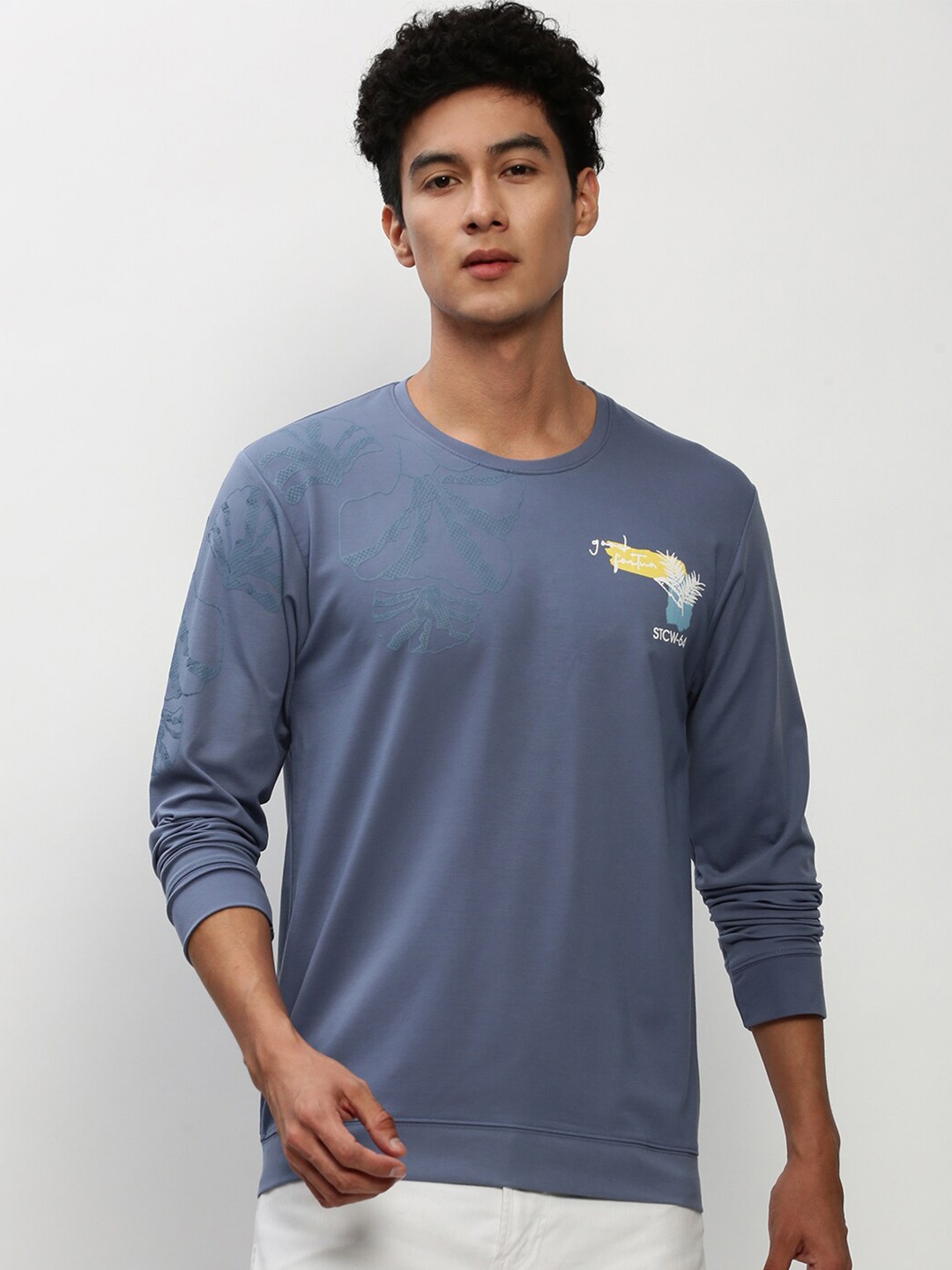 

SHOWOFF Graphic Printed Cotton Sweatshirt, Blue