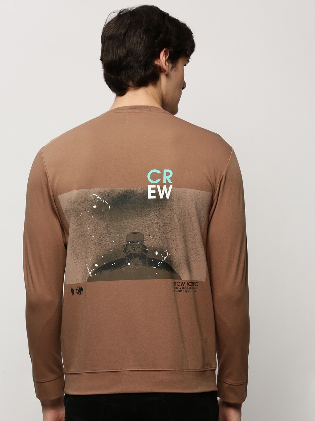

SHOWOFF Graphic Printed Cotton Sweatshirt, Taupe