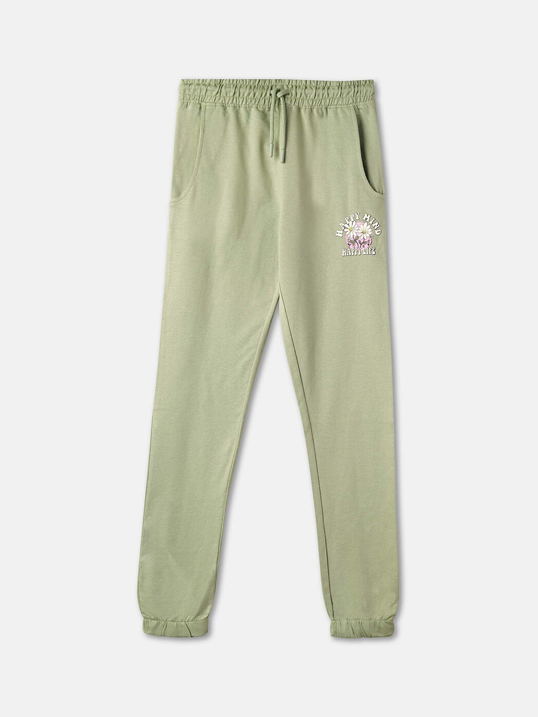 

R&B Girls Mid-Rise Cotton Joggers, Green