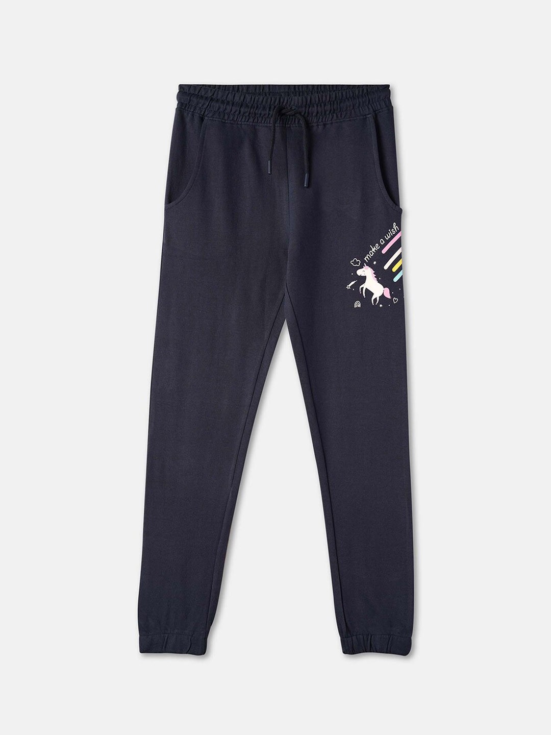 

R&B Girls Mid-Rise Cotton Relaxed-Fit Joggers, Blue