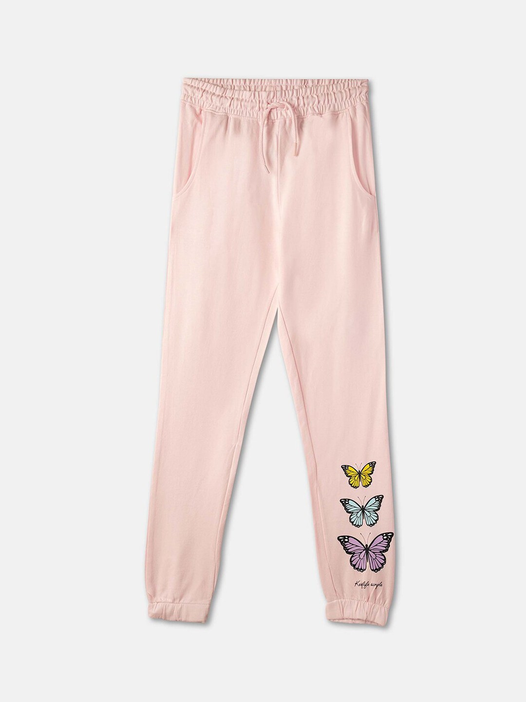 

R&B Girls Printed Cotton Relaxed-Fit Joggers, Pink