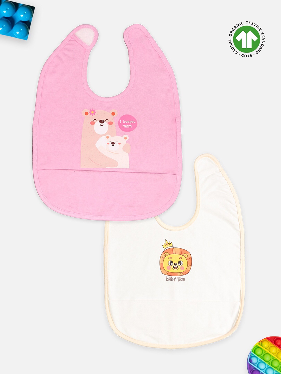 

Kidbea Infants Pack Of 2 Printed Bamboo Bibs, Pink