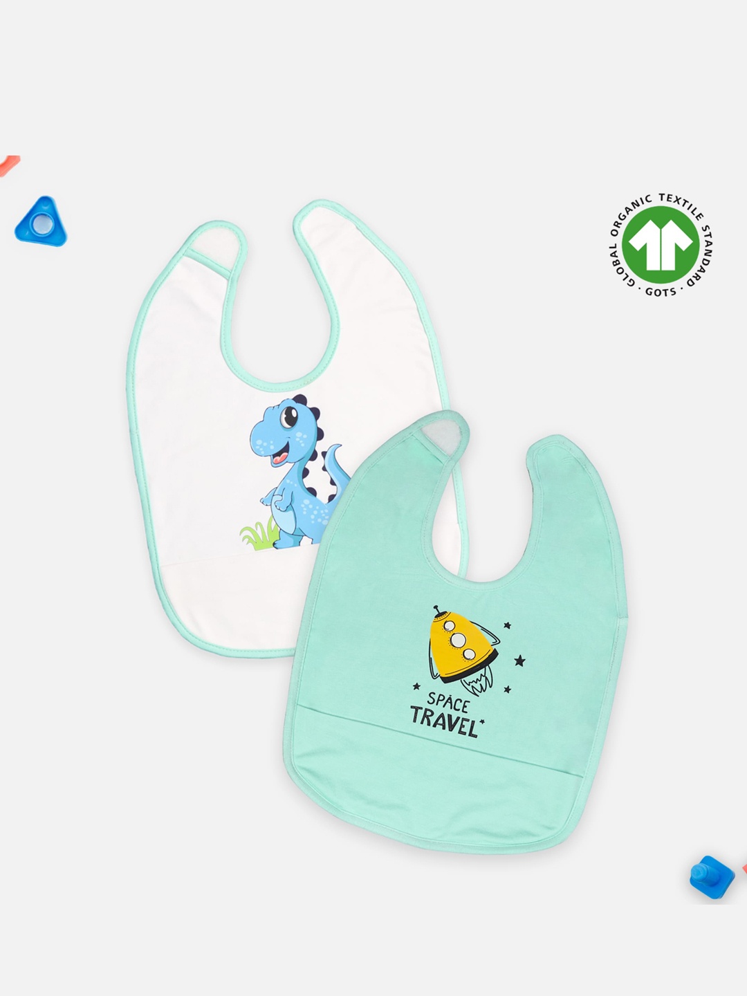 

Kidbea Infants Pack Of 2 Printed Anti-Bacterial Bamboo Bibs, White