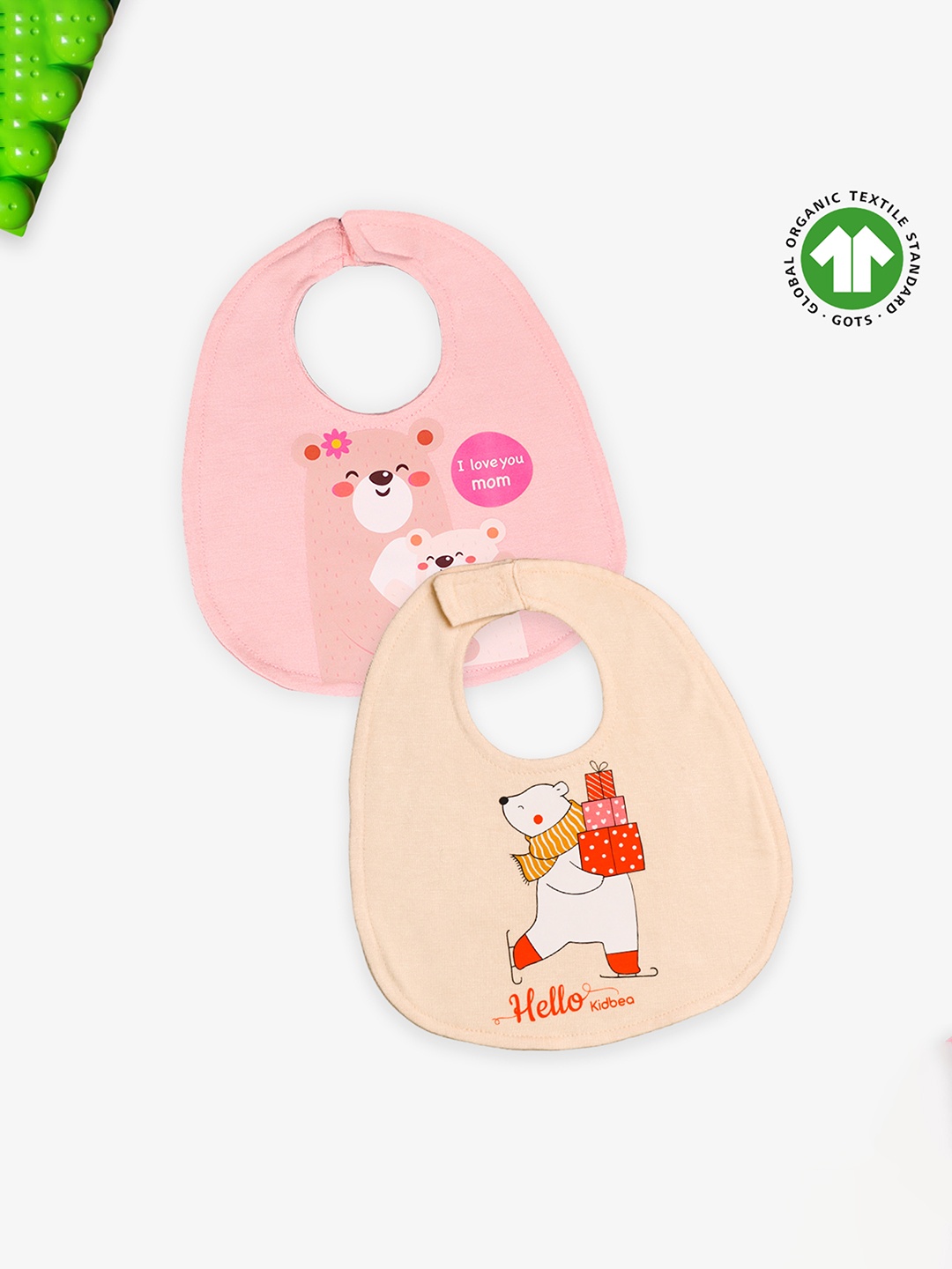 

Kidbea Infants Pack Of 2 Printed Pure Bamboo Bibs, Pink