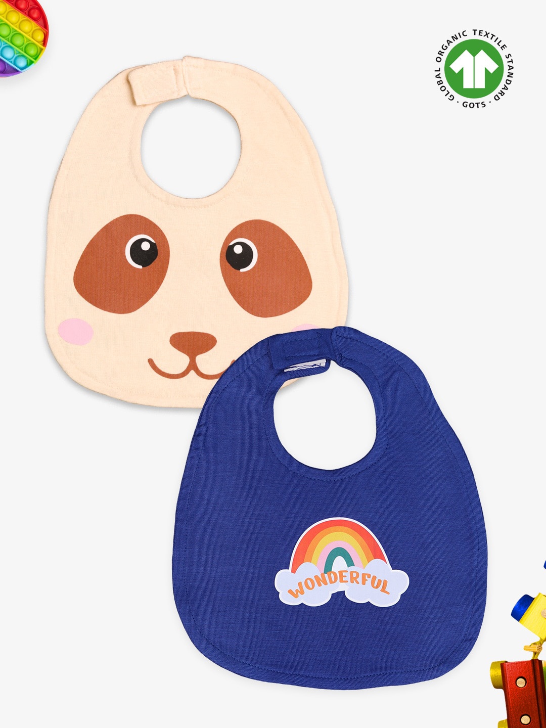 

Kidbea Infants Pack Of 3 Printed Anti-Bacterial Odour Resistant Bamboo Bibs, Peach