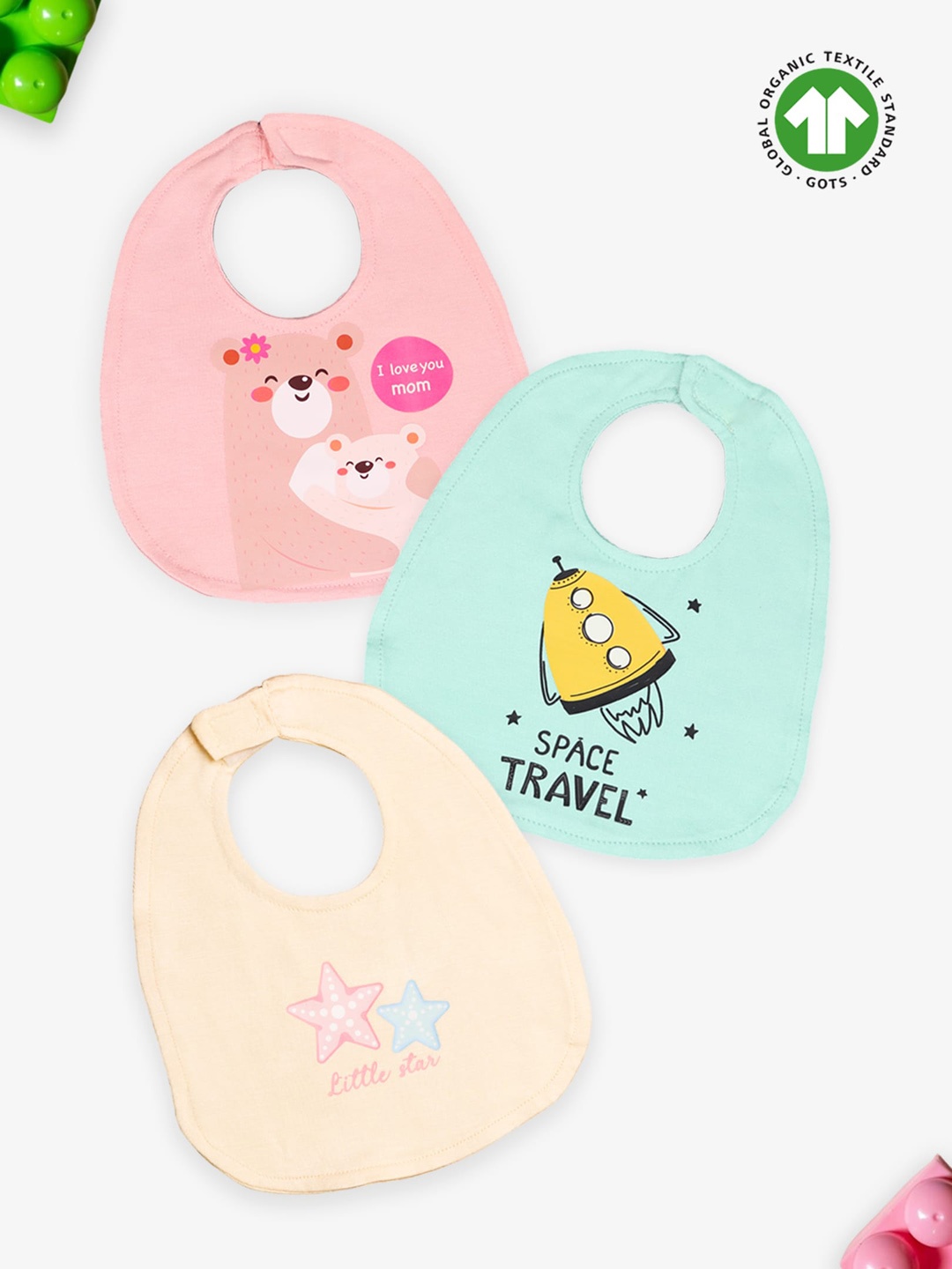 

Kidbea Infants Pack Of 3 Printed Pure Bamboo Bibs, Pink