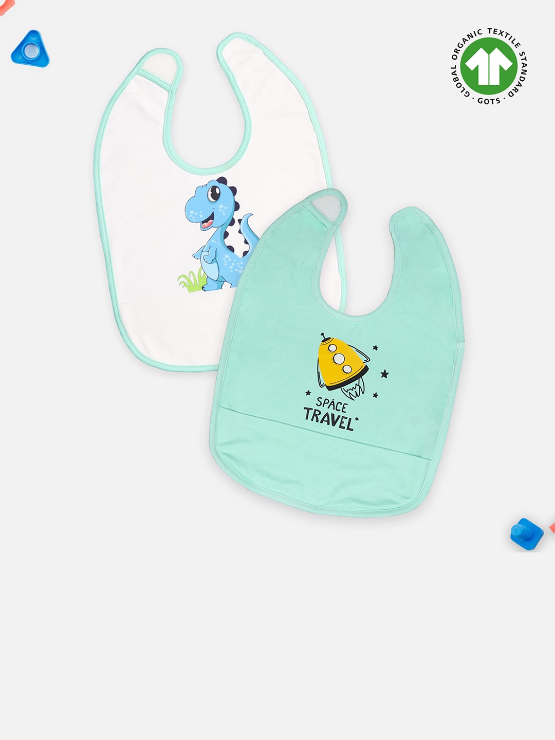 

Kidbea Infants Pack Of 2 Printed Pure Bamboo Bibs, White