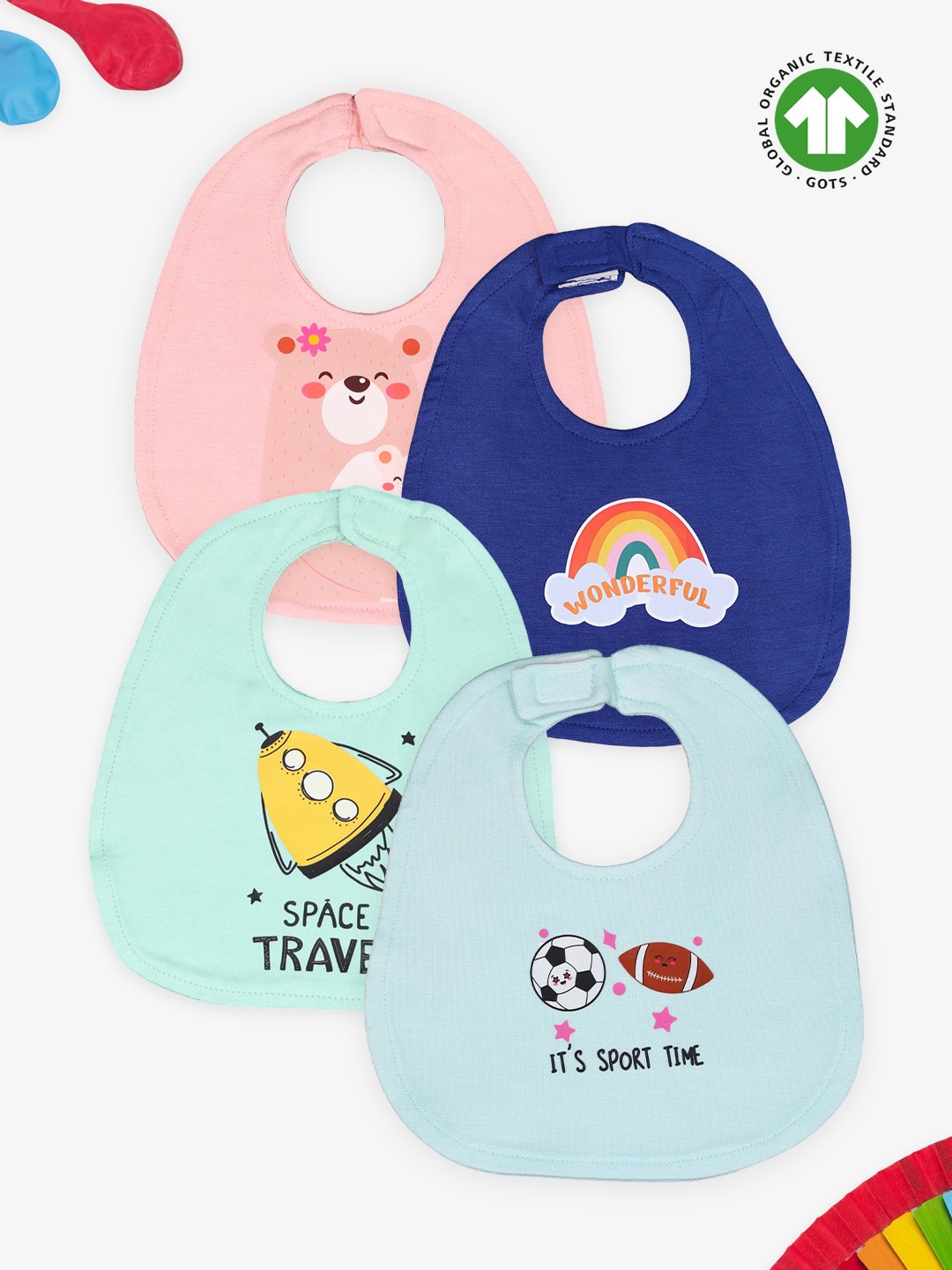 

Kidbea Infants Pack Of 4 Printed Pure Bamboo Bibs, Pink