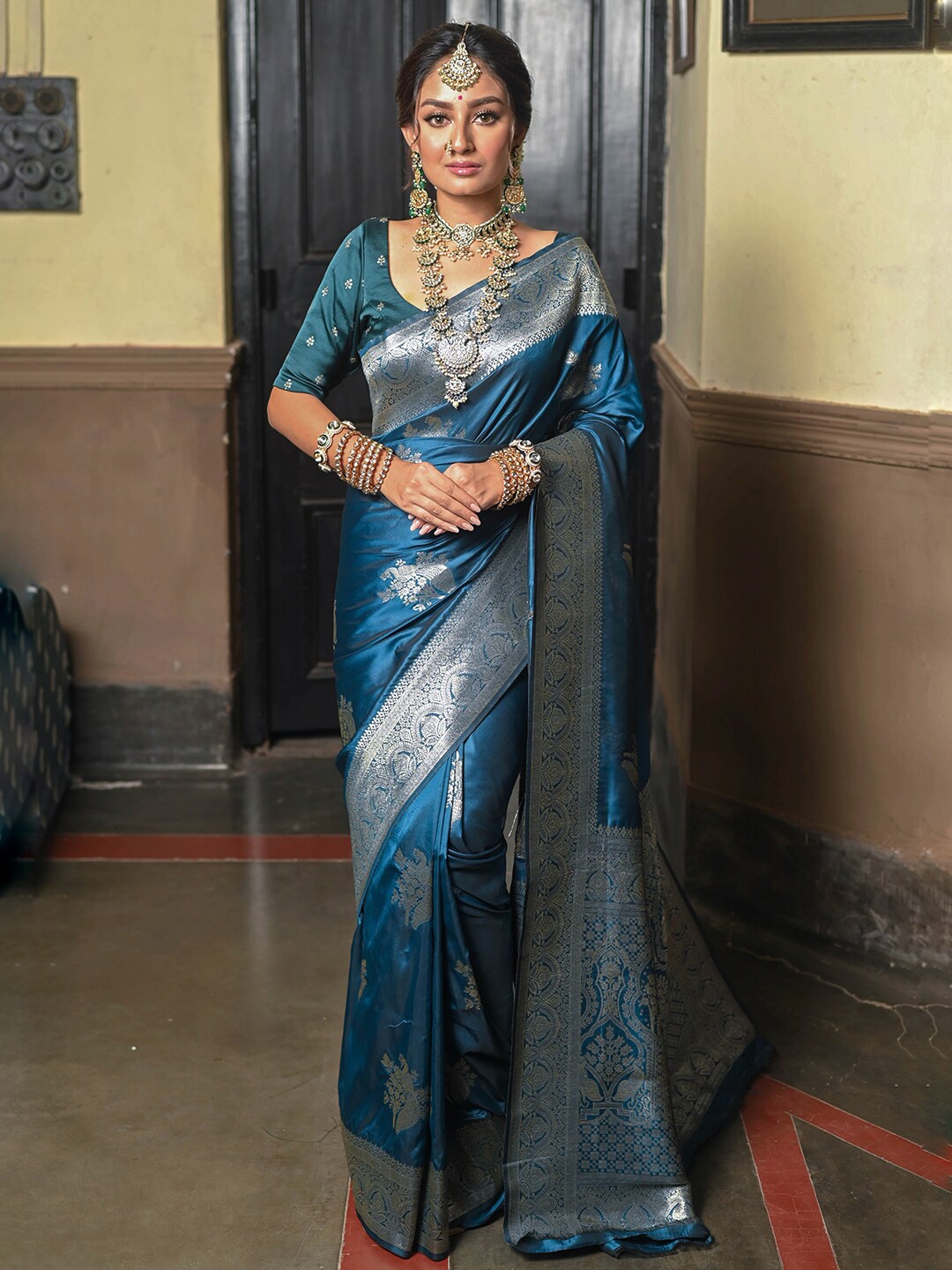 

Anouk Woven Design Zari Art Silk Banarasi Saree, Turquoise blue