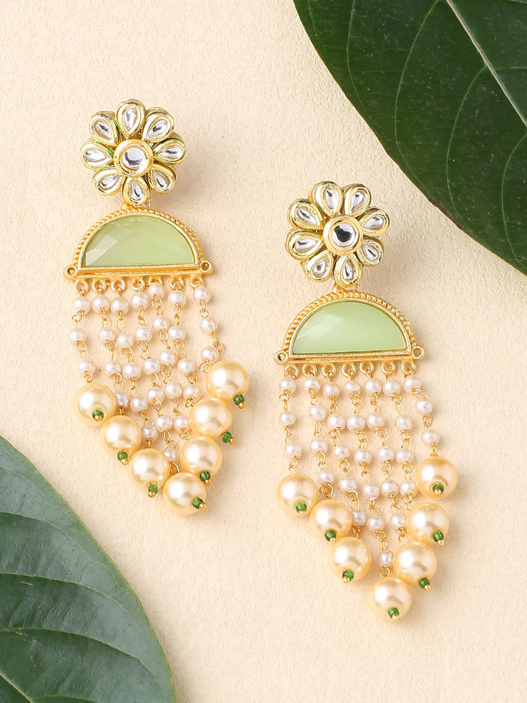 

CELEBRAVO Brass-Plated Floral Drop Earrings, Gold