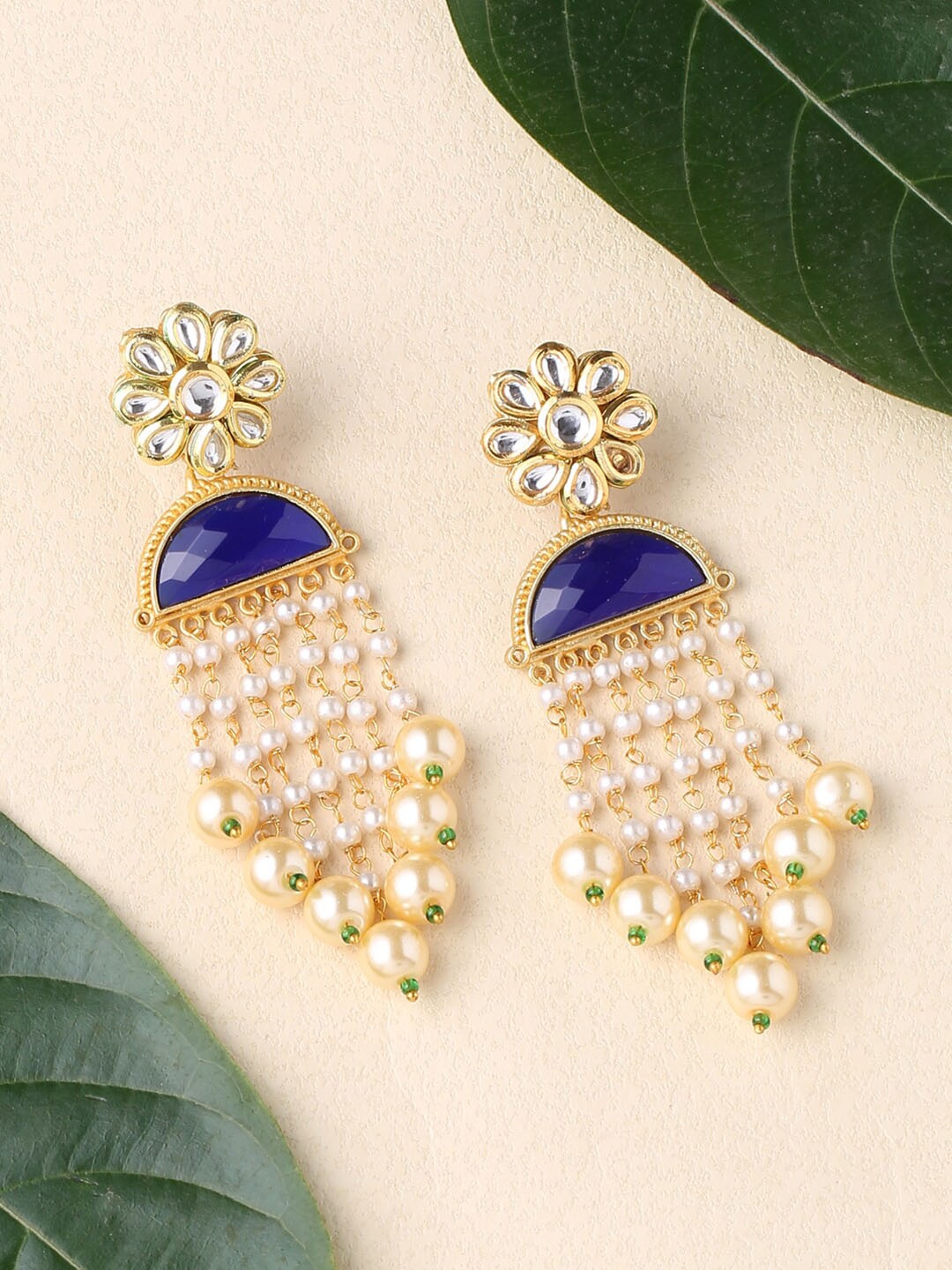 

CELEBRAVO Brass-Plated Floral Drop Earrings, Gold