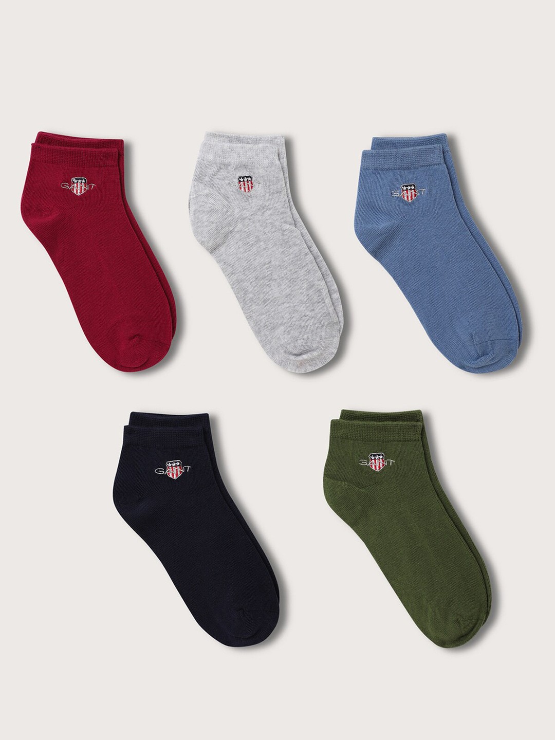 

GANT Boys Pack Of 5 Calf-Length Socks, Red