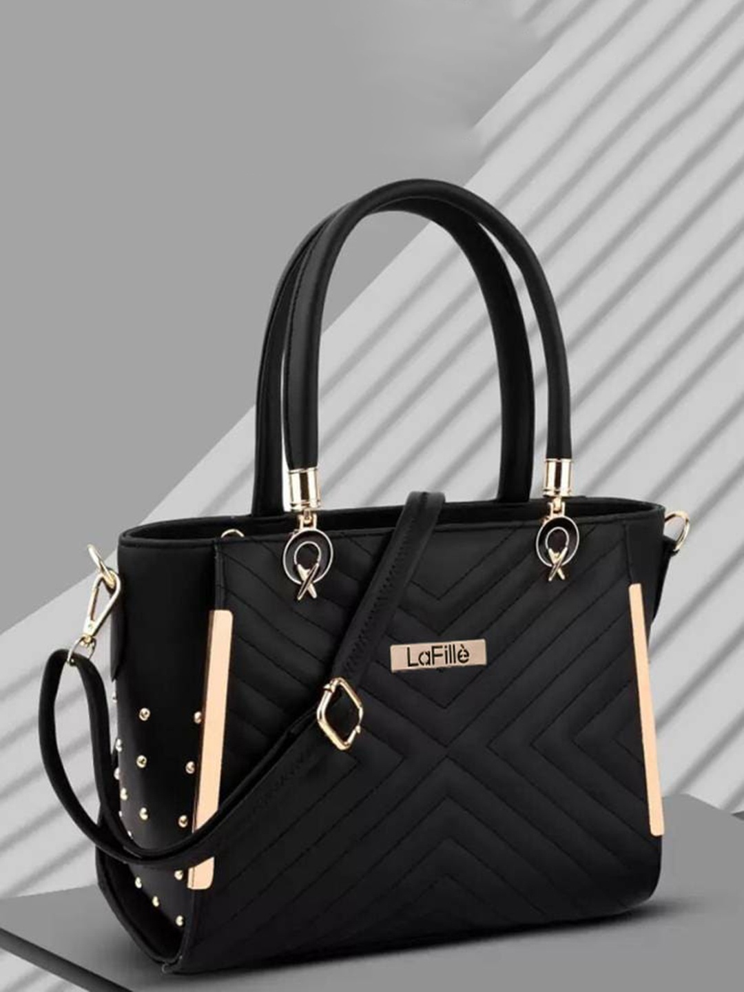 

LaFille PU Shopper Handheld Bag, Black