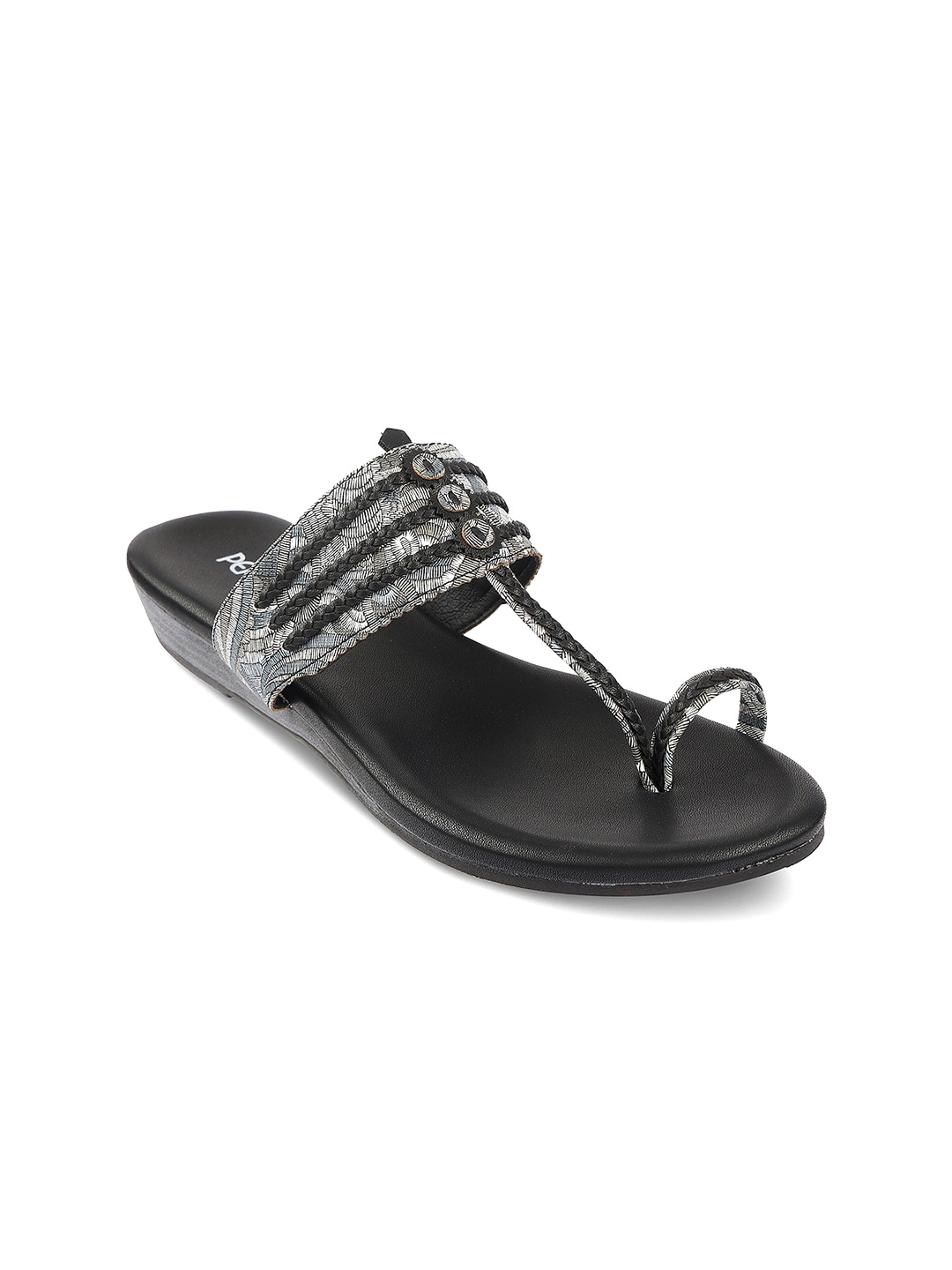 

PEPPER Ethnic Braided One Toe Flats, Black