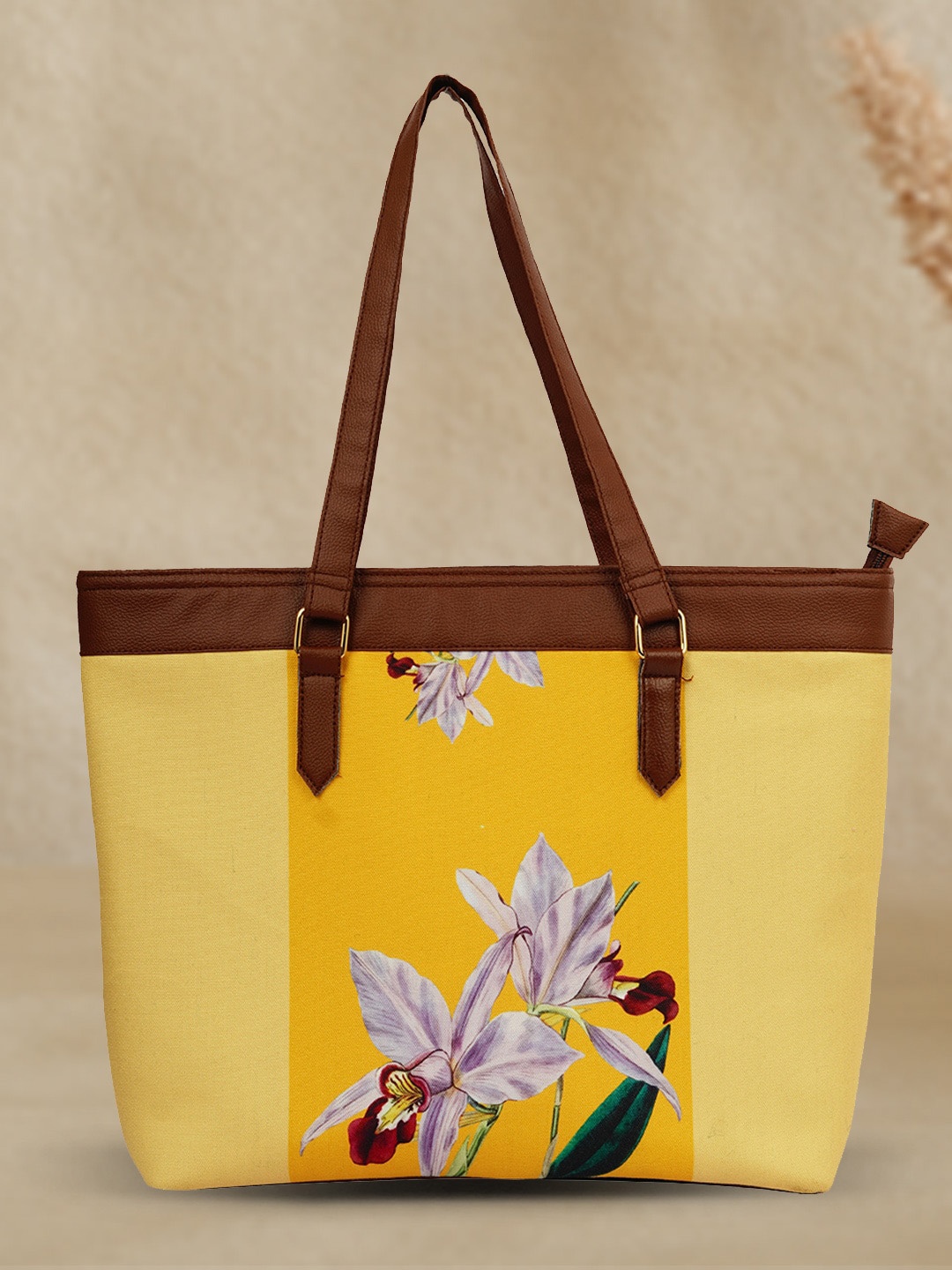 

DressBerry Floral Printed Structured Handheld Bag, Yellow