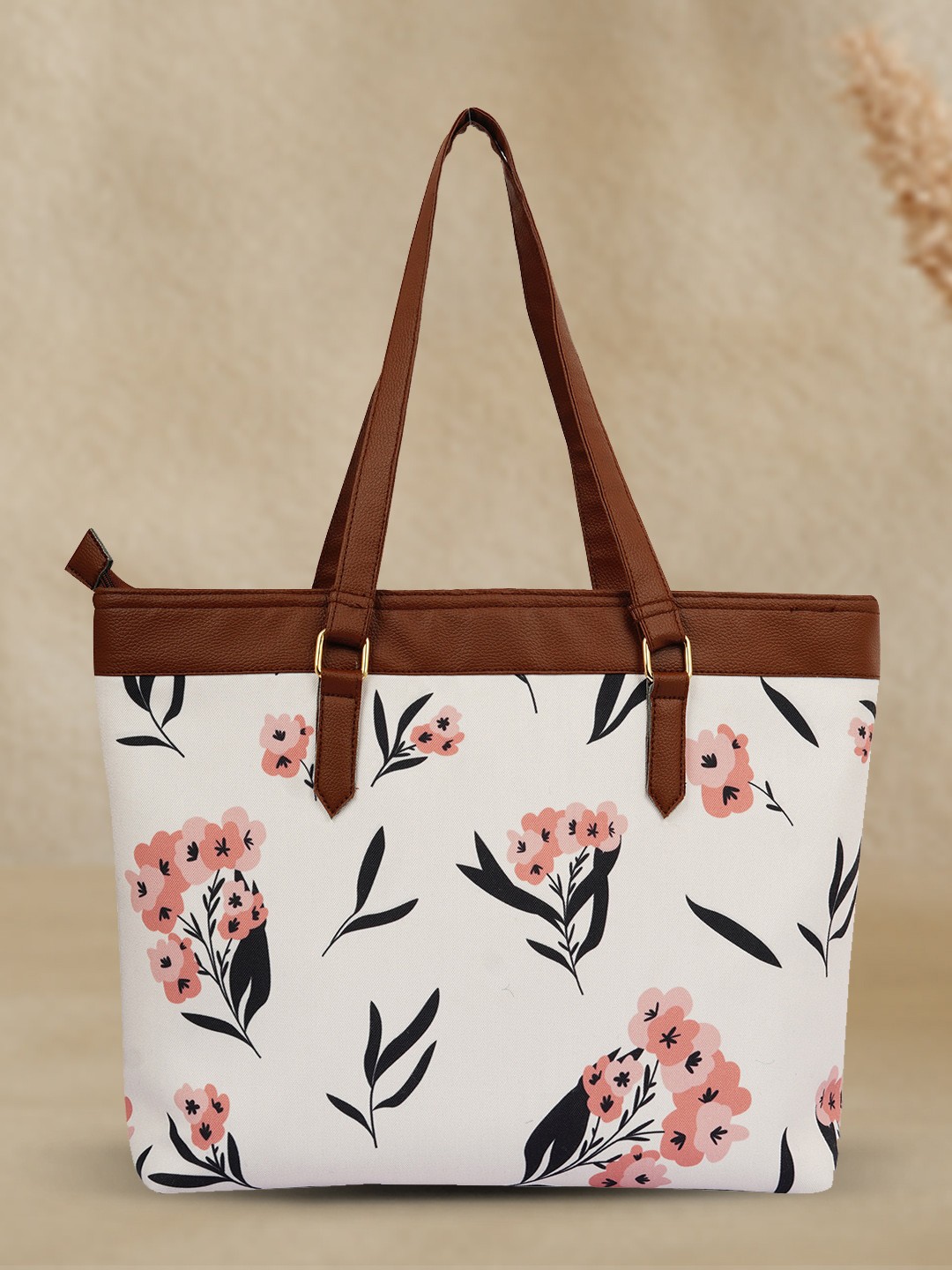 

DressBerry Floral Printed Shopper Tote Bag, Beige
