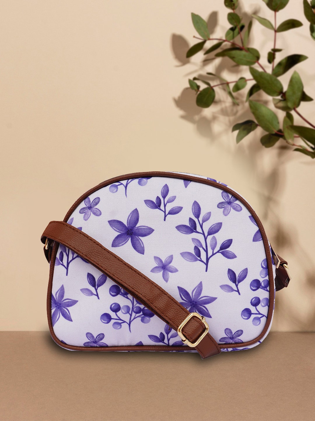 DressBerry Floral Printed Swagger Sling Bag, Purple