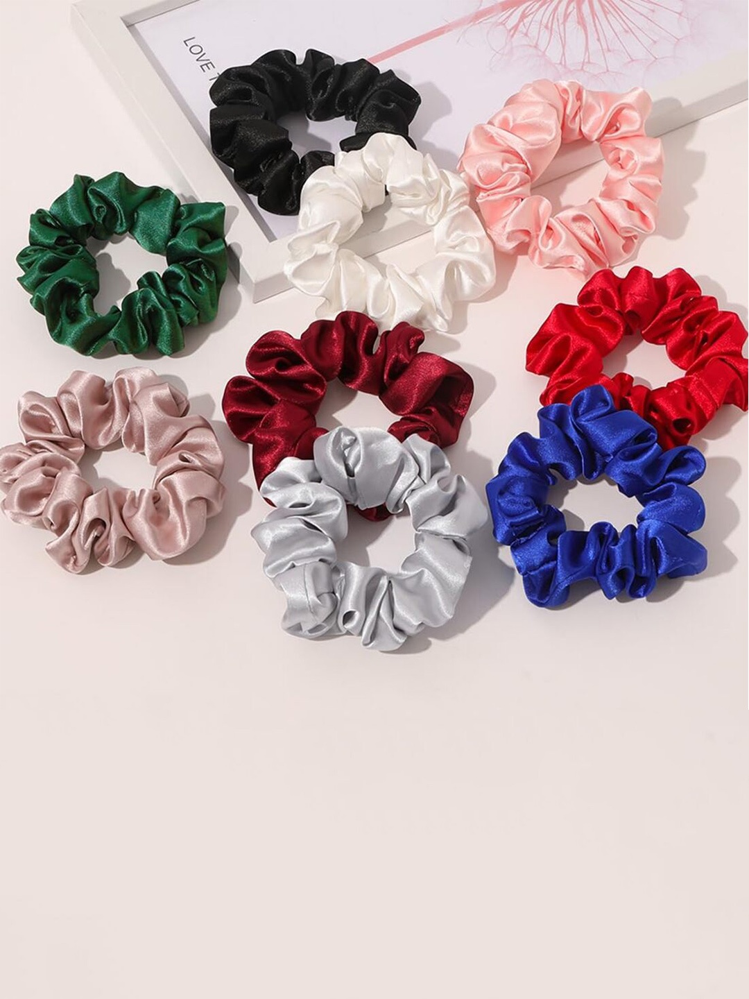 

ANNA CREATIONS Set of 10 Scrunchy Ponytail Holders, Red
