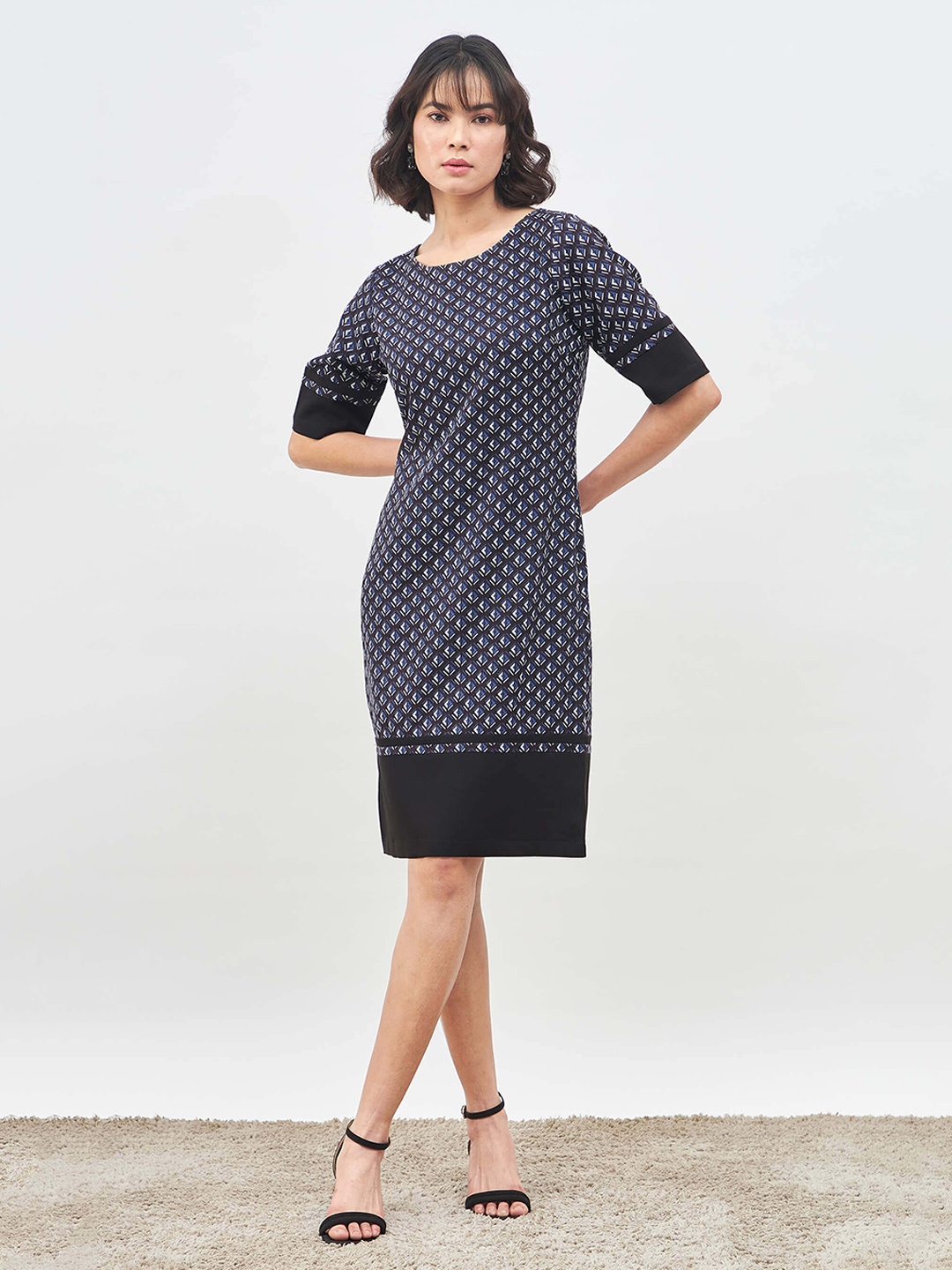 

SALT ATTIRE Geometric Printed Sheath Dress, Blue