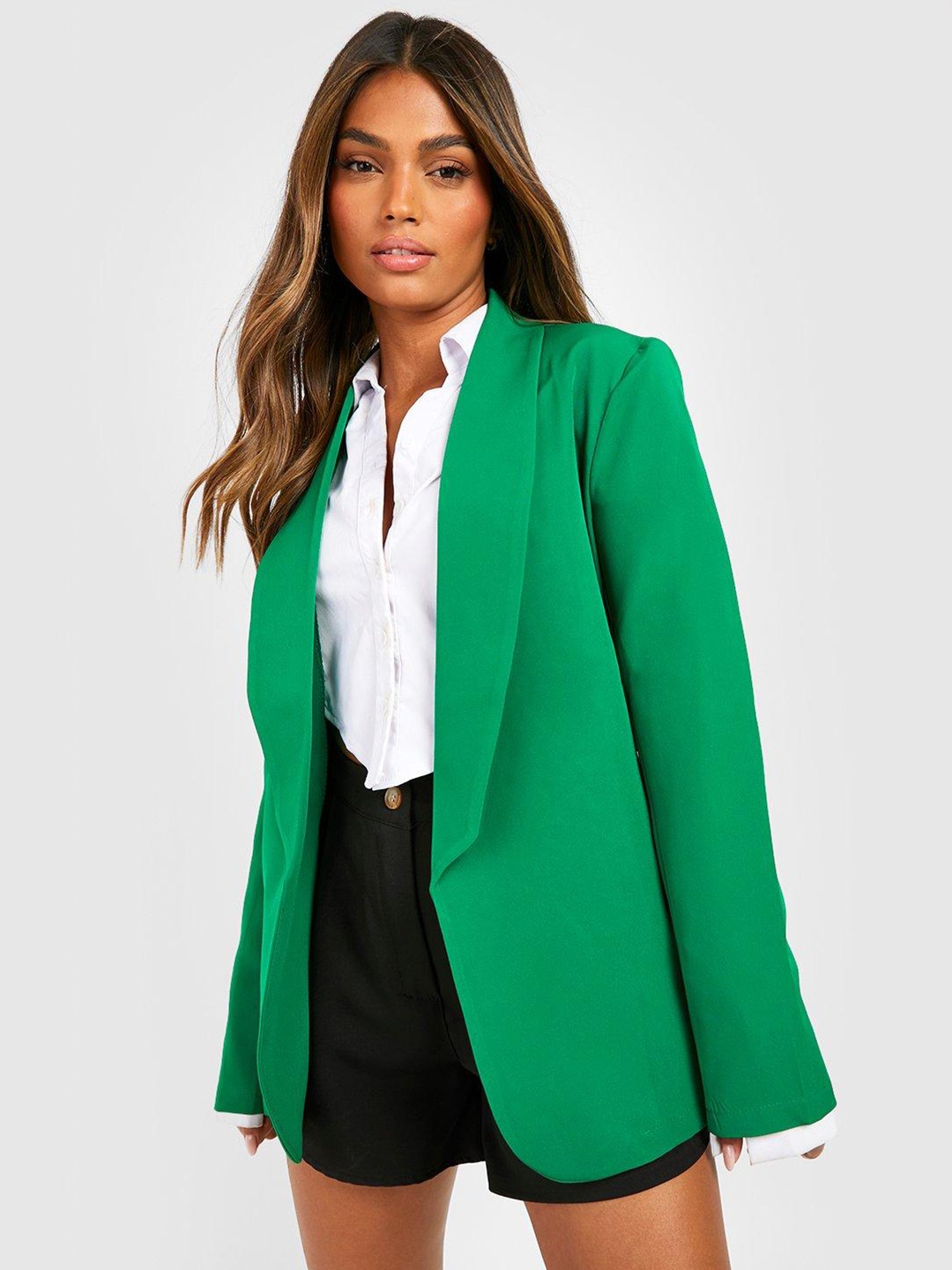 

Boohoo Checked Relaxed Fit Blazer, Green