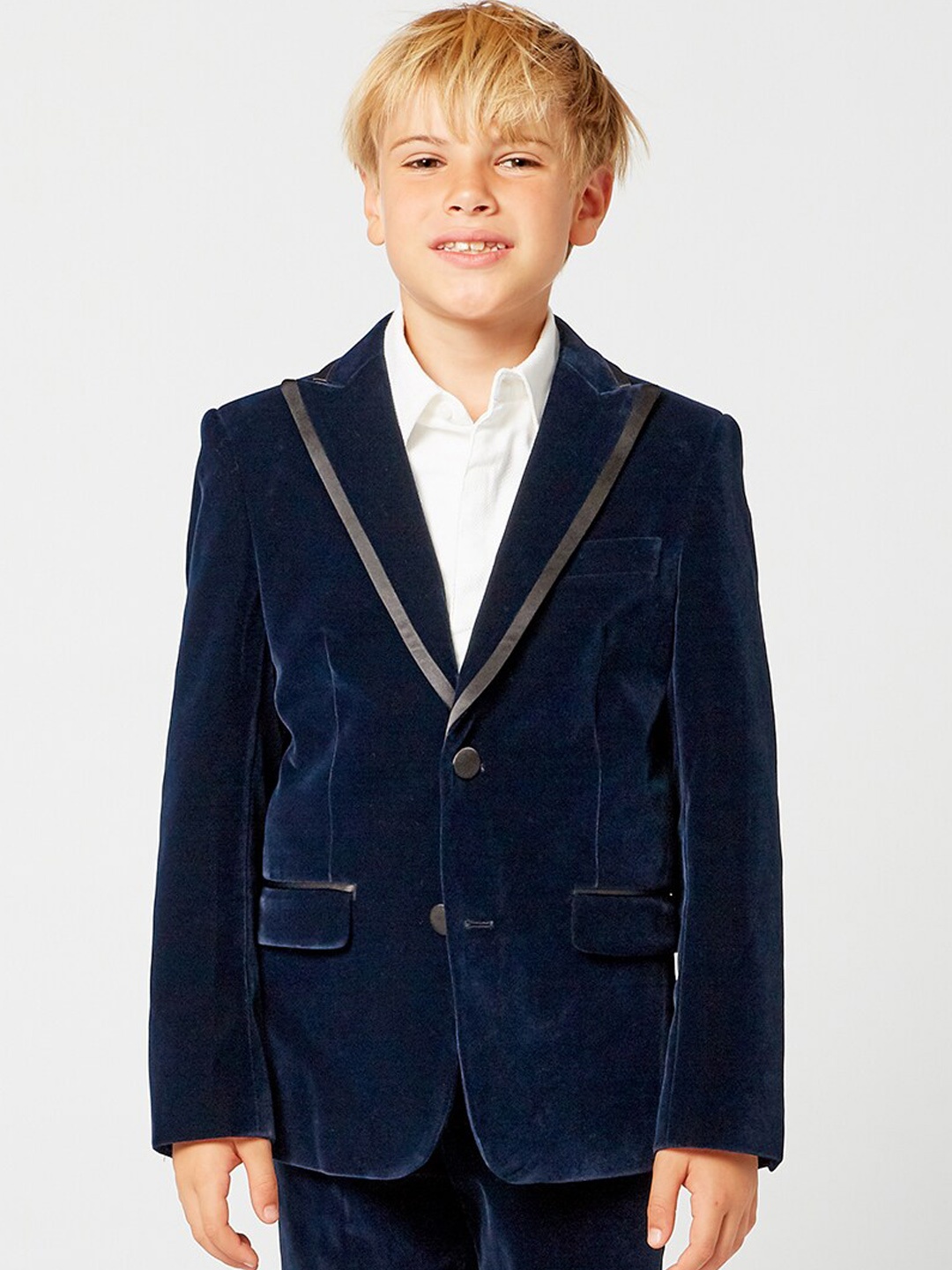 

One Friday Boys Velvet 3-Pcs Party Suits, Navy blue