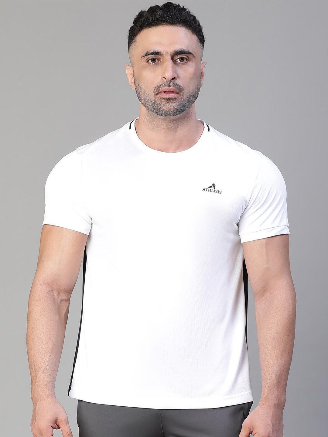 

ATHLISIS Round Neck Dri-FIT Slim Fit T-shirt, White