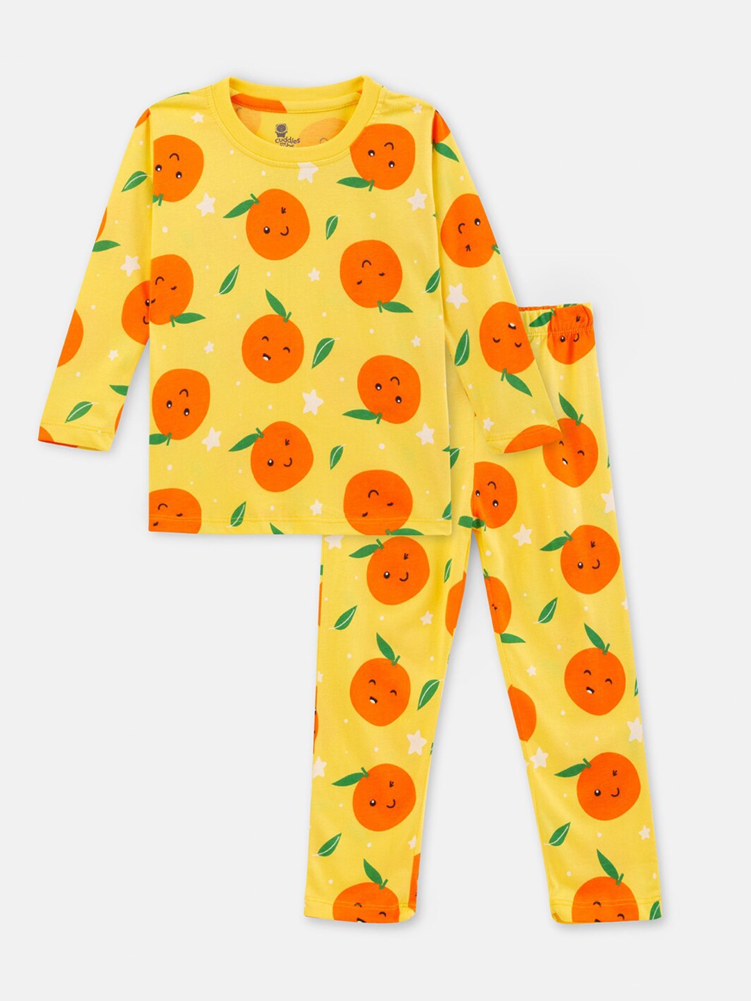 

Cuddles for Cubs Kids Conversational Printed Cotton T-Shirt with Trousers, Yellow
