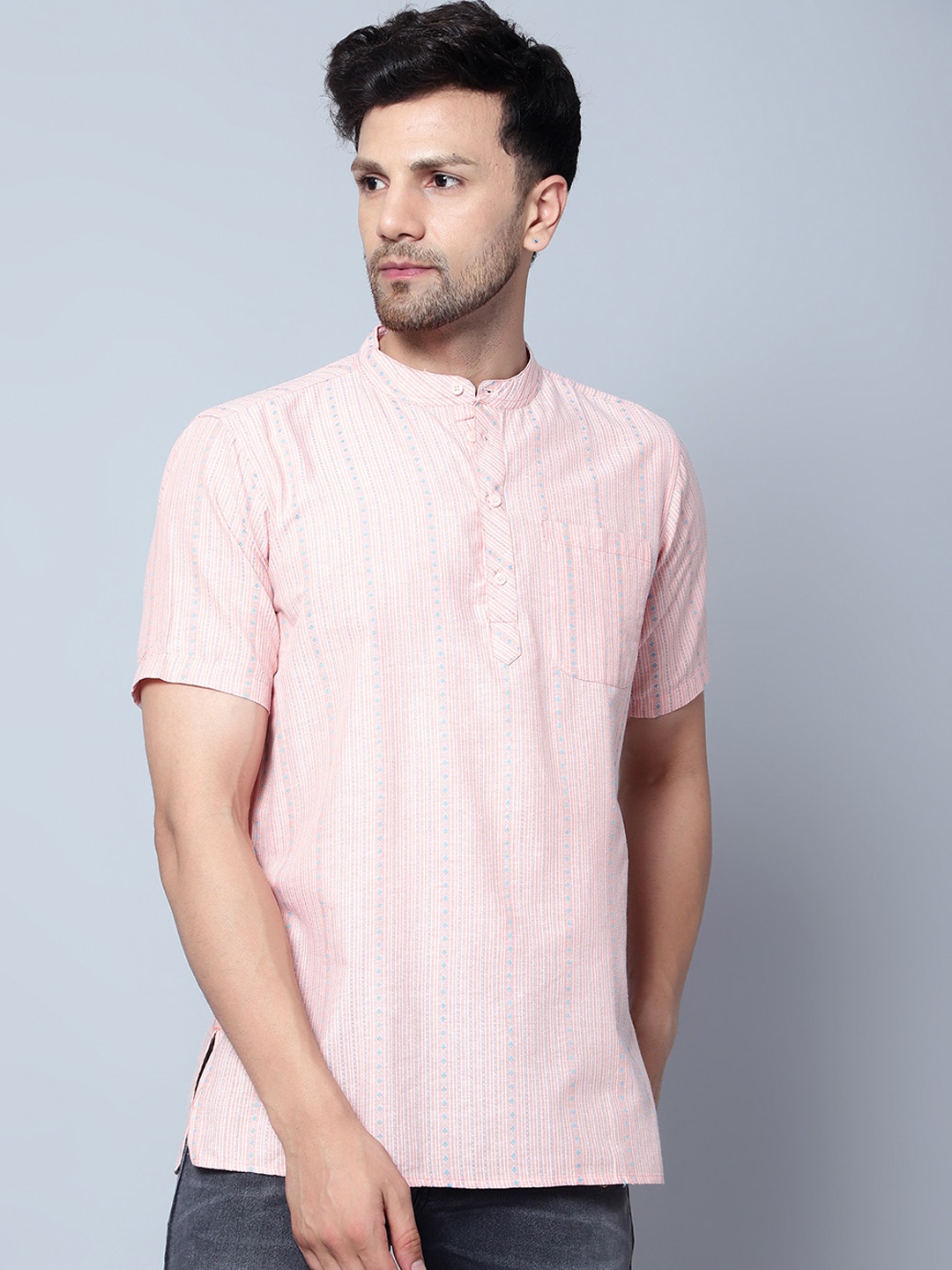 

Latest Chikan Garments Striped Straight Kurta, Peach