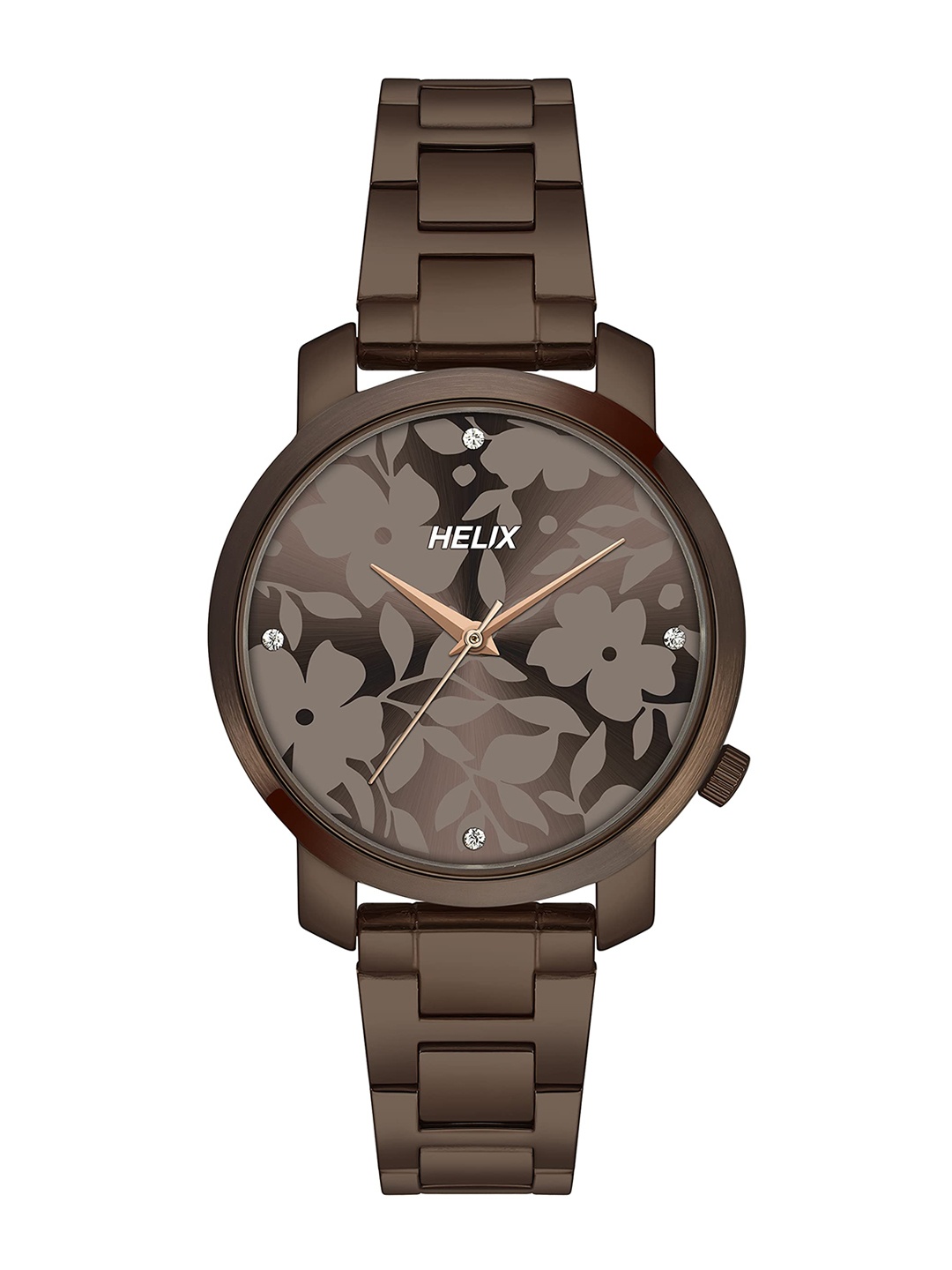 

Helix Women Printed Dial & Stainless Steel Straps Reset Time Analogue Watch TW032HL42, Brown