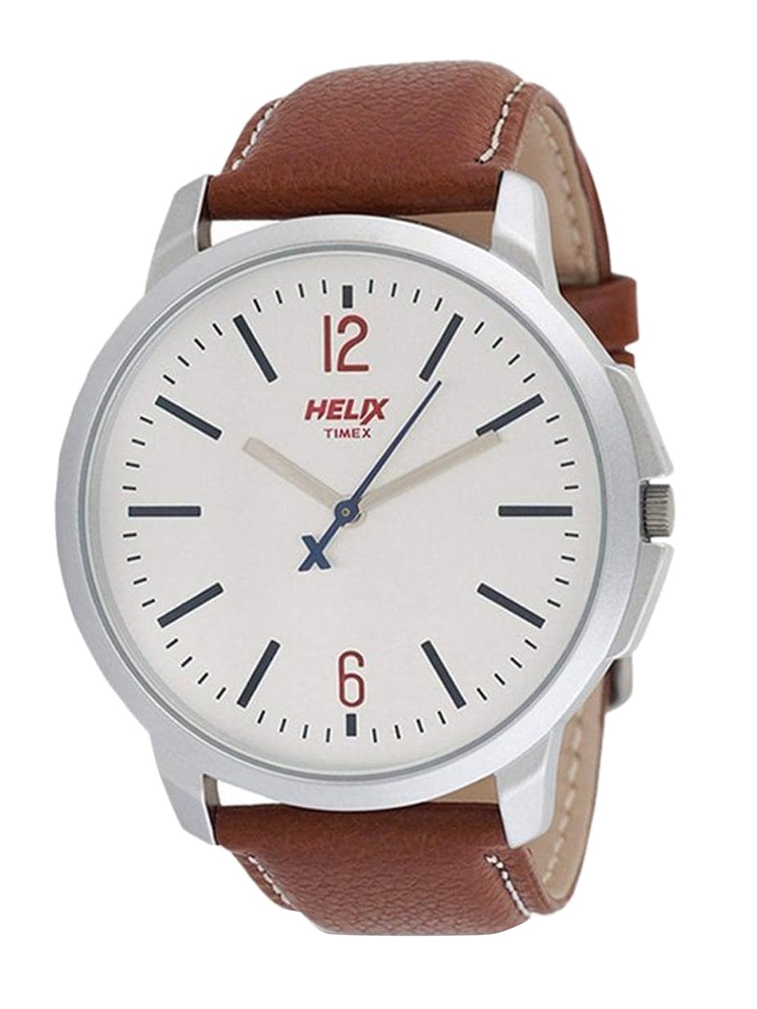 

Helix Men Leather Straps Analogue Watch TW027HG00, Silver