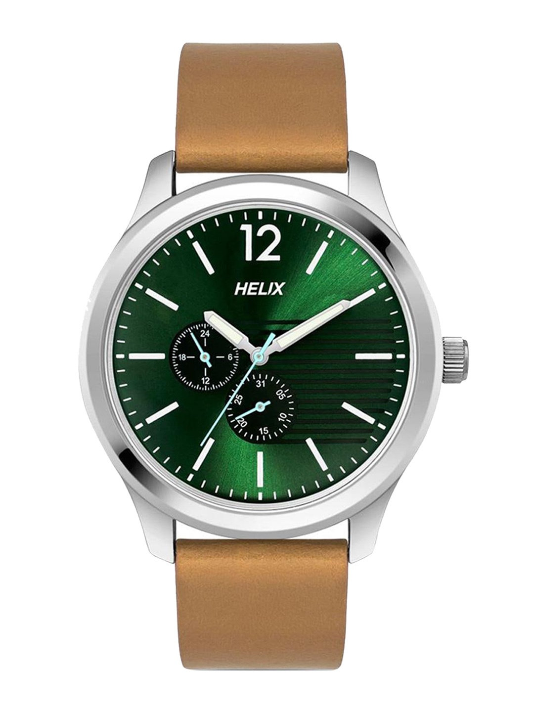 

Helix Women Textured Dial & Leather Straps Analogue Watch TW043HG12, Green