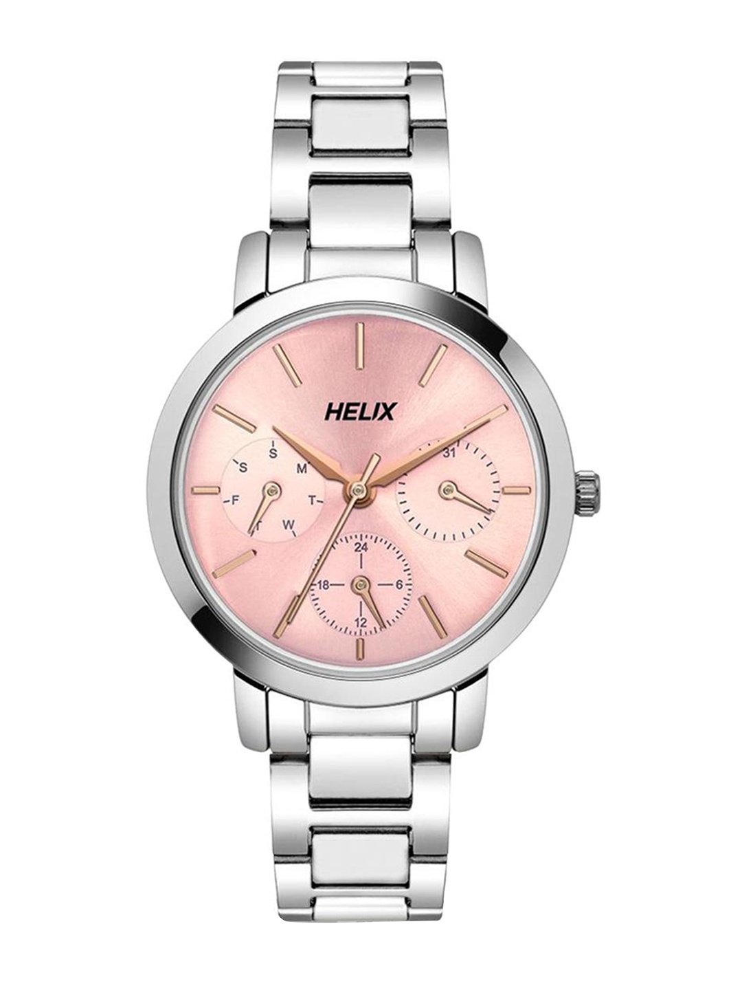 

Helix Women Printed Dial & Stainless Steel Bracelet Style Straps Analogue Watch TW024HL36, Silver