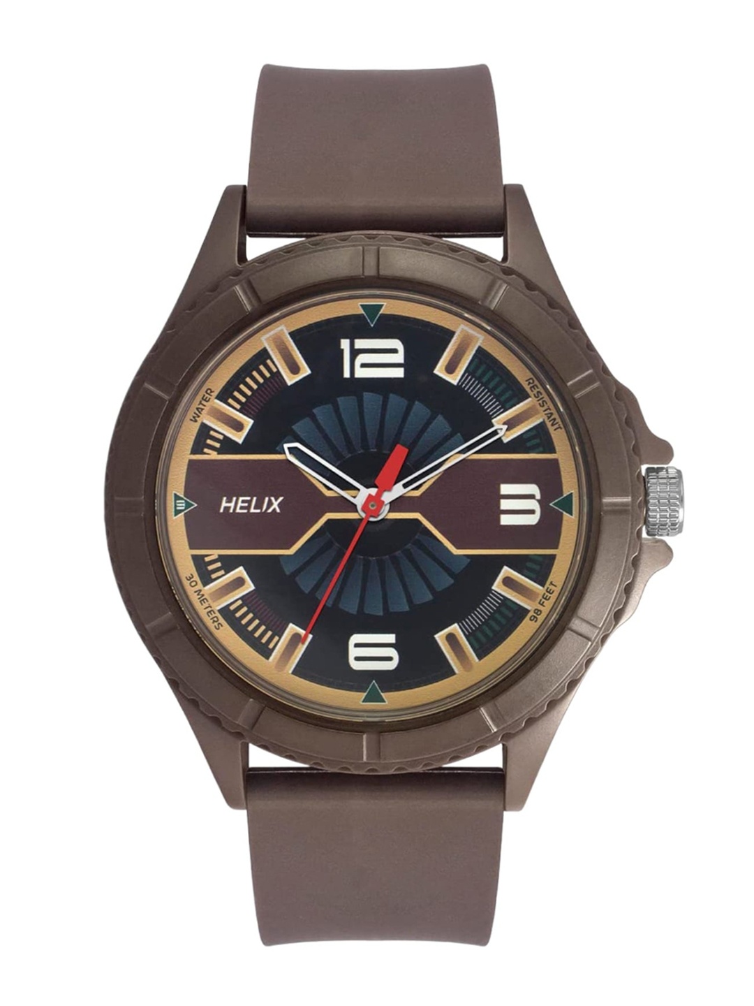 

Helix Men Water Resistant Analogue Watch TW033HG19, Brown