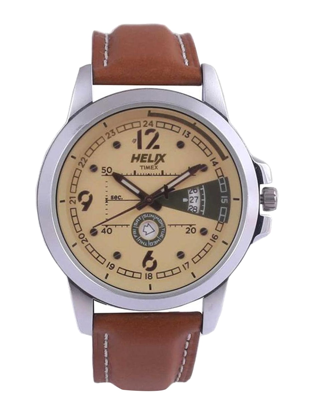 

Helix Men Leather Straps Analogue Watch TW023HG17, Rose gold