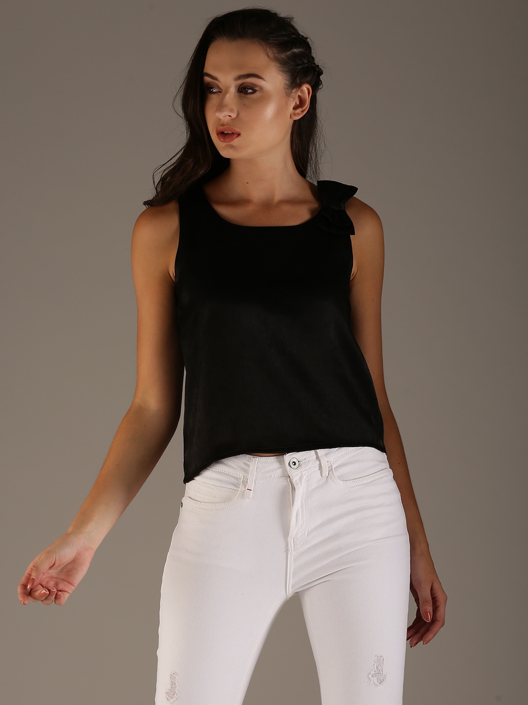 

Flying Machine Women Black Solid Top
