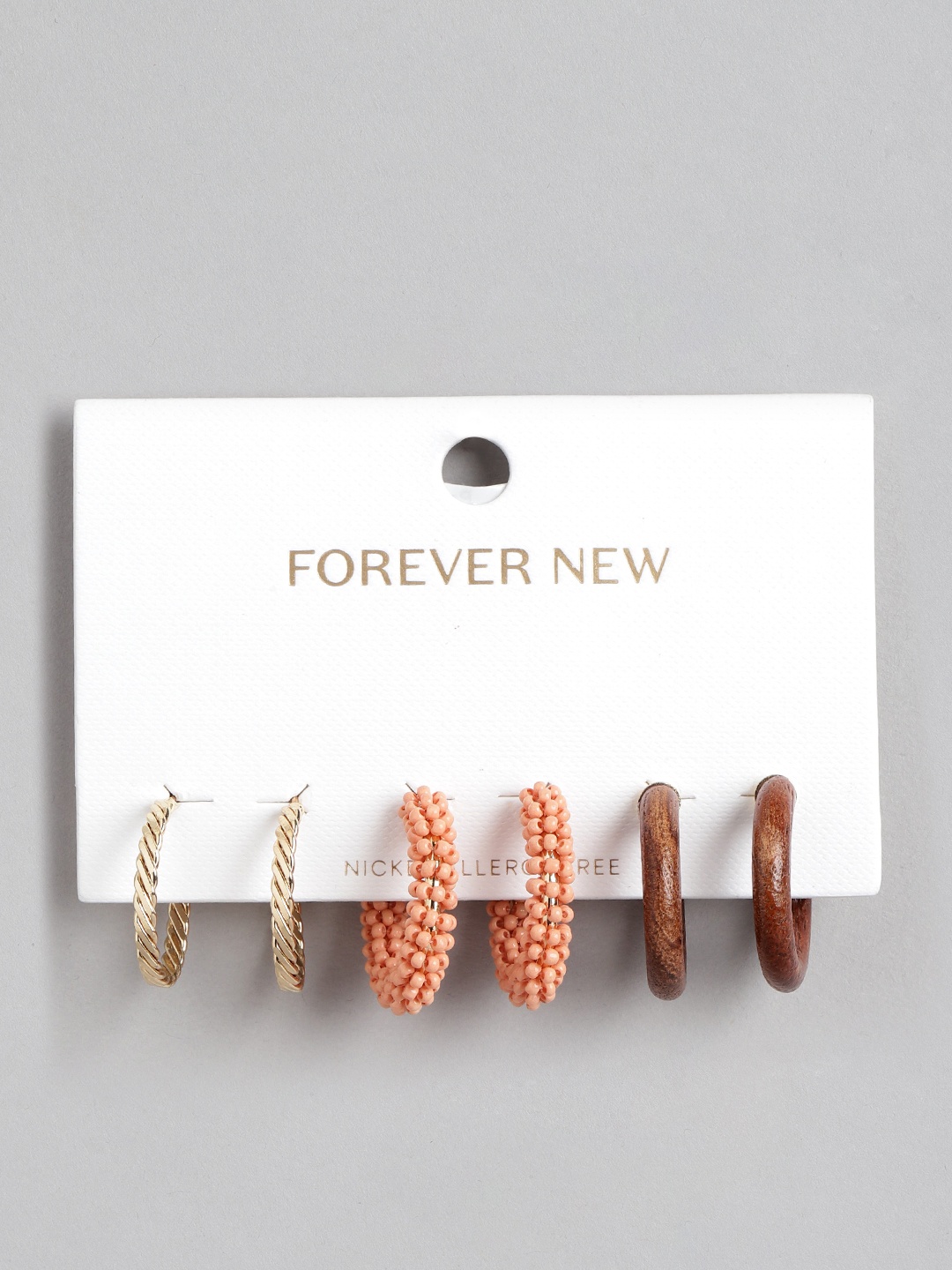 

Forever New Set of 3 Circular Hoop Earrings, Multi