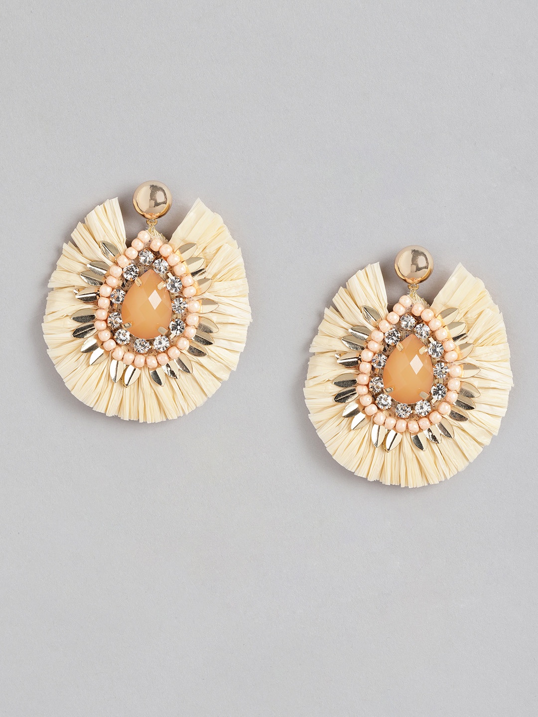 

Forever New Gold-Plated Teardrop Shaped Drop Earrings, Peach