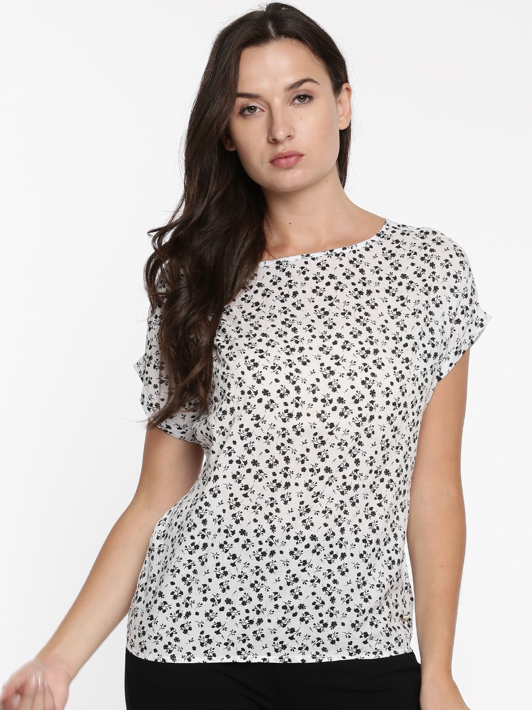 

U.S. Polo Assn. Women White Floral Print Top