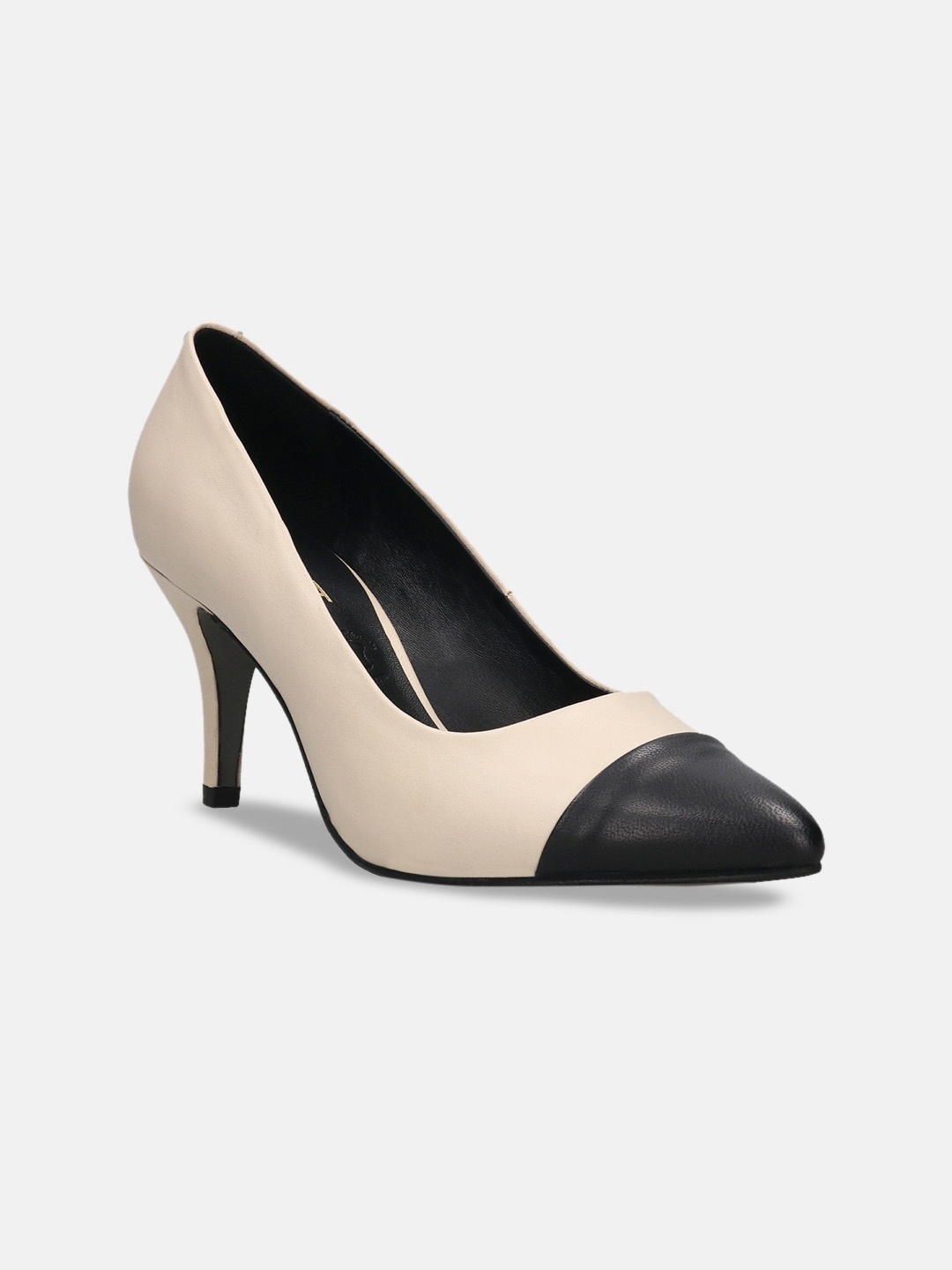

BAGATT Jemila Colourblocked Leather Kitten Pumps, Off white