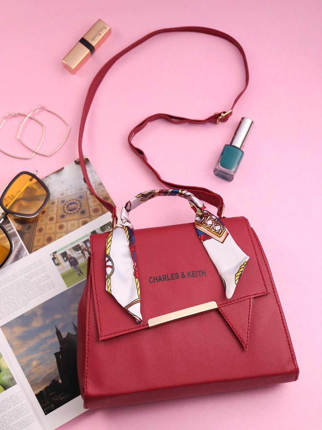 

LIKAA Maroon PU Bucket Handheld Bag