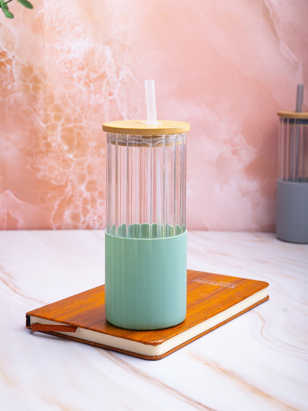 

MARKET99 Green & Transparent Glass Sipper Water Bottle - 350 ML