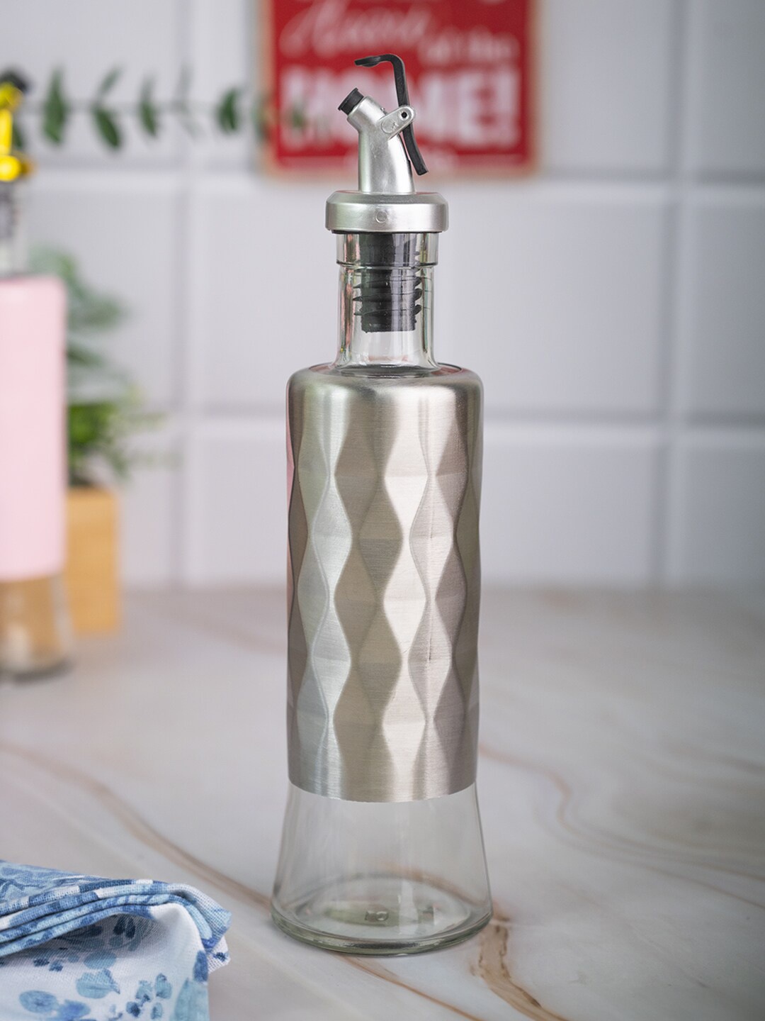 

MARKET99 Silver-Coloured Leakproof Glass Oil Dispenser 250 ML