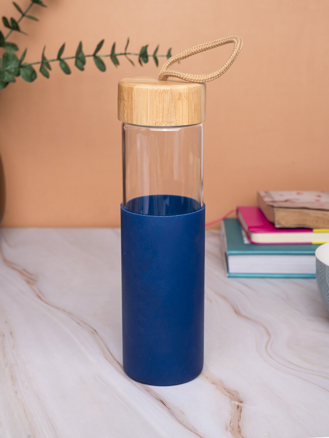 

MARKET99 Blue & Transparent Glass Water Bottle 550ml