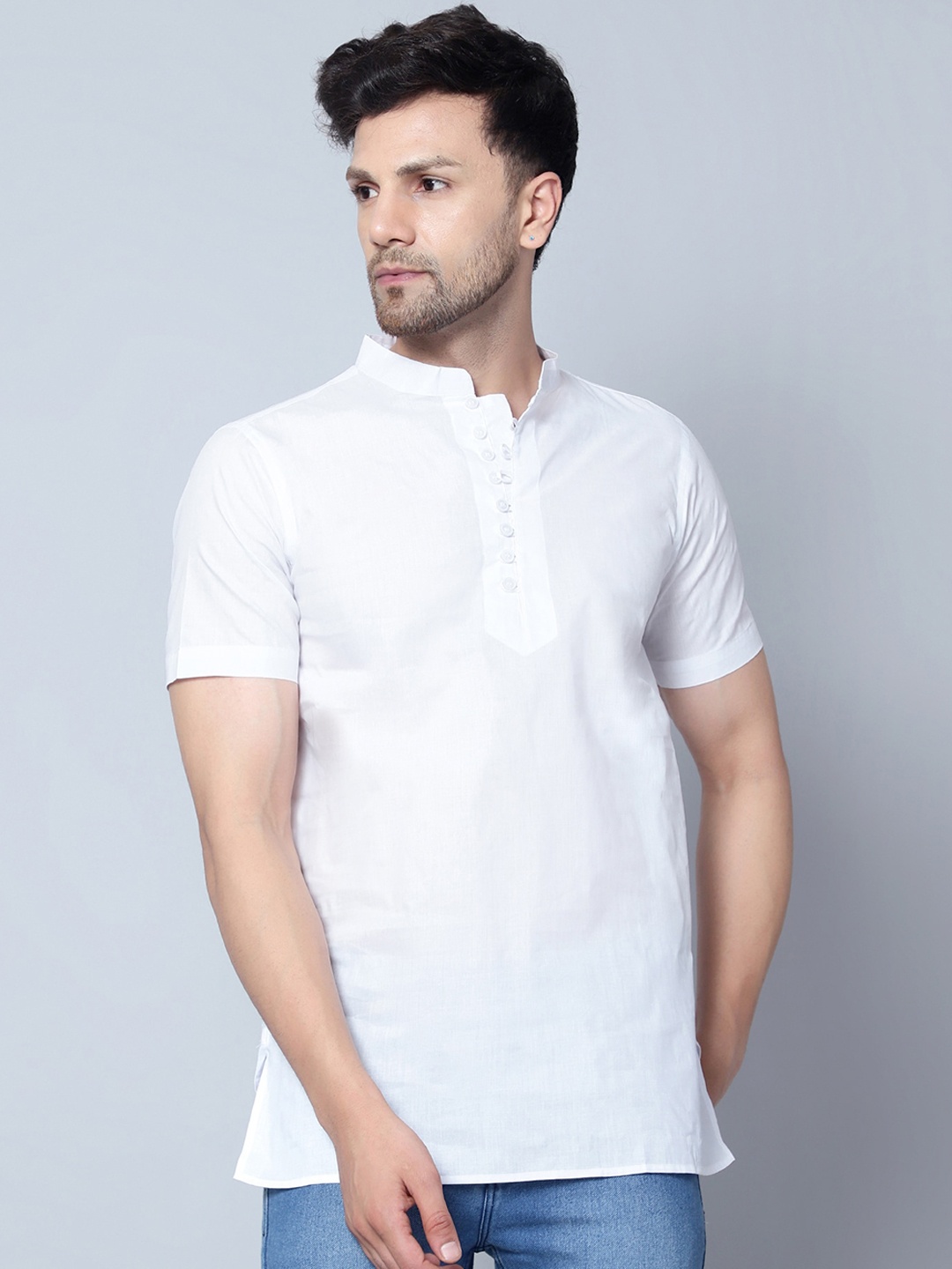 

Latest Chikan Garments Mandarin Collar Kurta, White